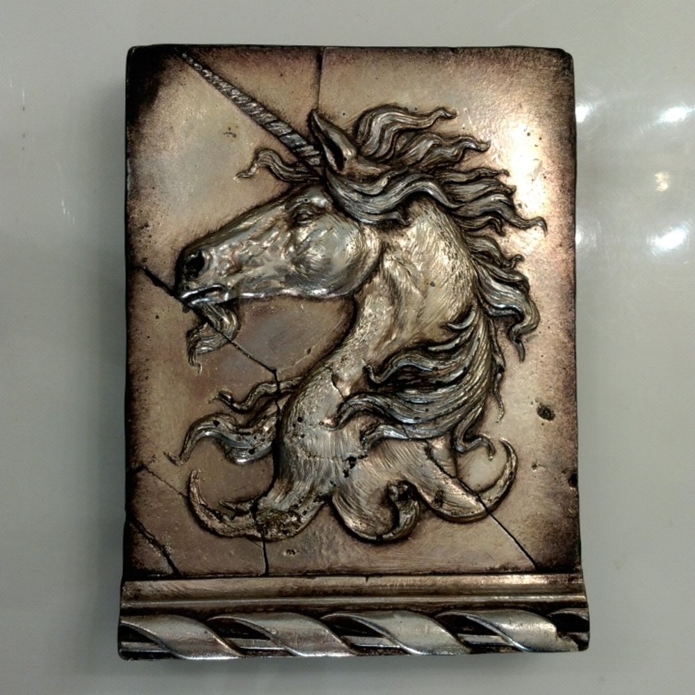 Sid Dickens, S-193 "Virtue" silver unicorn Memory-Block tile *Rare & Retired*